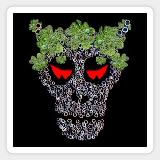 Creepy Skull In Green Clover "Crown" Retro St Patricks Day Magnet